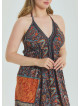 V Neck Backless Halter Neck Coffee Plus Size Dress 4662